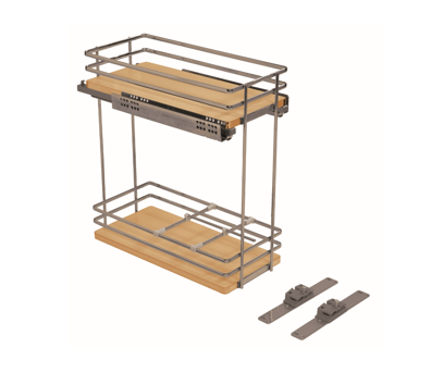 Salice - 15" Two-Tier Maple Base Pullout Organizer w/Soft-Close & Door Mount Kits