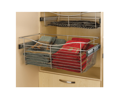 Rev-A-Shelf - 18"W x 14"D x 11"H - Satin Nickel Wire Basket Pullout for Closet