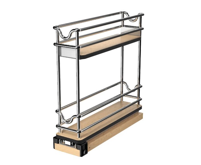 Rev-A-Shelf - 3" Two-Shelf Narrow Wire Wall Upright Pullout